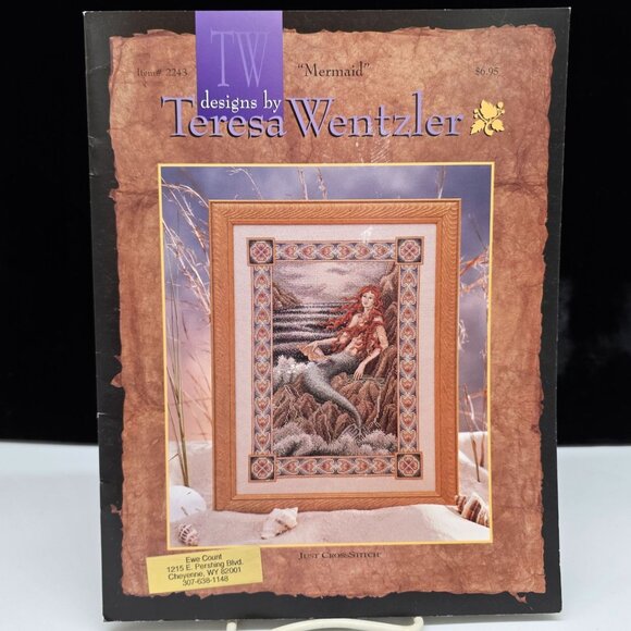 Teresa Wentzler Mermaid Cross-Stitch Pattern Booklet Fantasy Design 8.25" x 11" - Picture 1 of 4